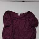 Star Vixen Women's 3/4 Sleeve Peasant Elastic-Hem Keyhole-tie Top (1X, Plum)