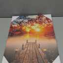 BetyHom Red Maple Sunrise Scenery by the Lake Canvas Wall Art with Lighted Candles LED (15.8x11.8 in)