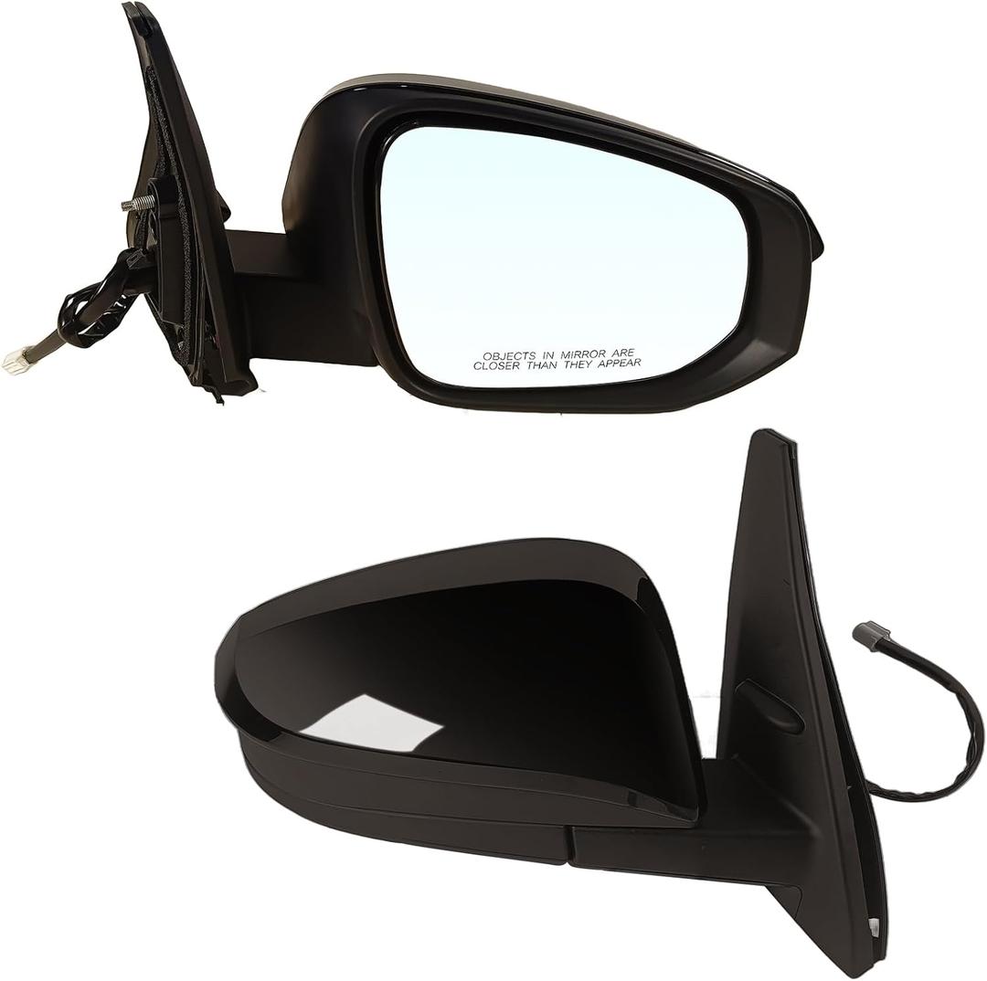 Right Passenger Side Mirror Assembly Fits 2014-2024 Toyota 4Runner With Power Glass Heated Manual Folding Match to Black Replace TO1321313 (5Pins)