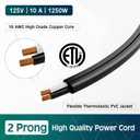 2 Prong Extension Power Cord 25 FT, Elecan US AC Male to Female Power Cable 125V 10A ETL Listed Outlets for NEMA 1-15P to NEMA 1-15R with Waterproof Safety Plug Cap+ Ties- Polarized