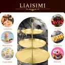 LIAISIMI 3 Tier Gold Metal Cupcake Stand Holder,Stainless Steel Cup Cake Stand Tower with Tiered Serving Tray and Base for Parties,Weddings,Birthdays and Any Festivals and Celebrations(2-Pack)