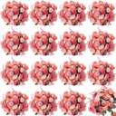 Geosar Artificial Flowers Artificial Rose Bouquet Fake Flowers Bundles 21 Heads Faux Floral Bouquet Leaf with Stem DIY Fake Rose for Home Bridal Wedding Centerpieces Decor(Pink,16 Pcs)