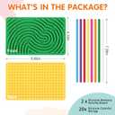 2pcs Sensory Activity Board, Double-Sided Silicone Fidget Toys for Kids 3+ & Adults, Sensory Toys for Anxiety, ADHD, Autism, Calming, Includes Travel Bag & 20 Strings, Yellow & Green