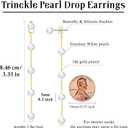 Trinckle Pearl Earrings for Women, Gold Pearl Drop Earrings for Grils Boho Silver Dangle Earring, White Bridal Dangling Bow Earings for Wedding or Mothers Day Jewelry, Ball Prom Bridesmaid Accessories