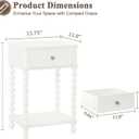 AWASEN White Nightstand, Small Side Table with Drawer for Living Room, Farmhouse End Bedside Table with Spindle Wood Legs for Bedroom, Office, White