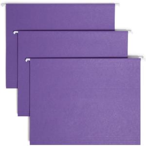 Smead Colored Hanging File Folder with Tab, 1/5-Cut Adjustable Tab, Letter Size, Purple, 25 per Box (64072) (Pack of 1)