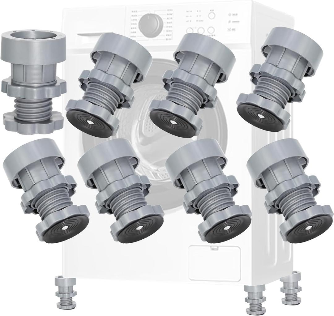 8 Pcs Anti-Vibration Pads for Washing Machine Support, Anti-slip Washer Dryer Shock and Noise Cancelling Pads, Adjustable Washing Machine Foot Pads Antivibration Stabilizer