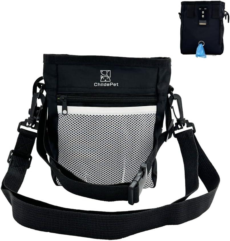 Treat Pouches for Pet Training and This Dog Treat Pouch Perfect for Outdoor Training, Walking, Traveling - 500ml Storage for Pet Food, Treats, Toys (Black)