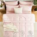 CozyLux Oversized King Comforter Sets Blush Pink, 7 Pieces Bed in a Bag, Ultra-Soft All Season Bedding Sets with Stitch Quilted Comforter, Flat Sheet, Fitted Sheet, Pillowcases