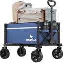 Collapsible Wagon Cart with Wheels Foldable - Folding Utility Heavy Duty Wagons Carts for Grocery Sports Garden Shopping Camping Wheelbarrows (90L)