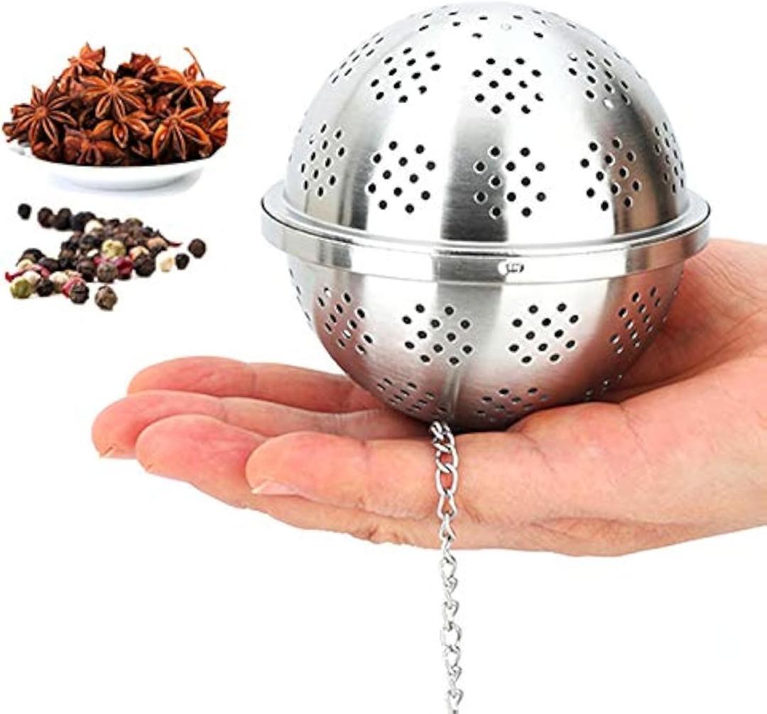 Spice Ball Extra Large For Cooking, Seasoning Ball, Spice Infuser, Tea Ball Filter, With Extended Chain Hook For Enhancing Soups, Stews, Cider, Wine, And Especially Brewing Large Quantities Of Tea (3.74inch)