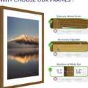 24X36 Poster Frame, Display Pictures 20X30 with Mat or 24X36 Without, Wall Hanging Frames, Rustic Brown, 3 Pack