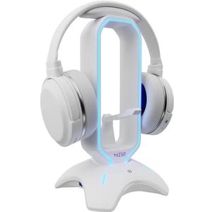 Tilted Nation Gaming Headphone Stand | RGB Headset Stand White | Headset Holder for Desk with Mouse Bungee and USB Hub | The Ultimate Gaming Accessories for Gamers for PS5, Xbox, PC - White