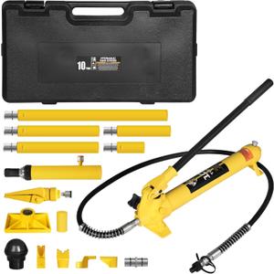 YELLOW JACKET 10 ton Porta Power Kit Hydraulic Ram Jack Pusher Puller Auto Body Frame Repair Tool with Blow Mold Carrying Storage Case for Car Repair,Truck,Farm