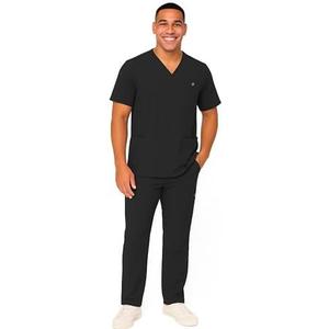 M&M SCRUBS Men's Scrub Set – Stretch V-Neck Multi-Pocket Mens Medical Uniform Scrubs Top & Cargo Pants Size L