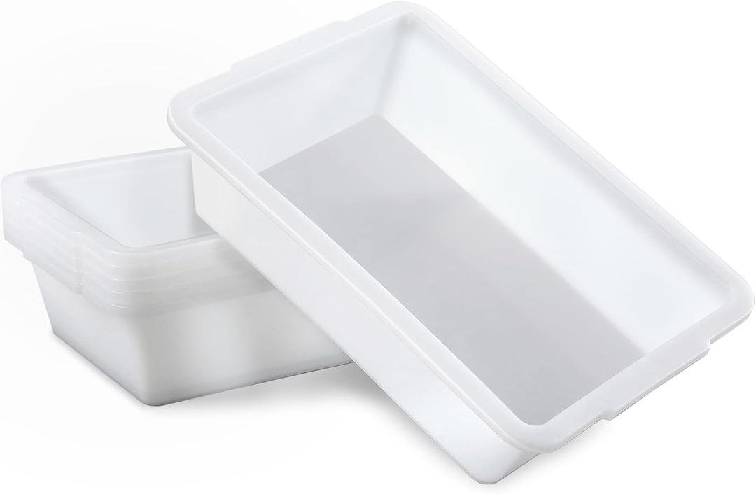 Remerry 6 Pack Polypropylene Containment Tray 15 L x 10.8 W x 4 H Rectangular Lab Tray for Sterilizing and Drying Laboratory Supplies, Durable and Temperature Resistant Plastic