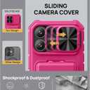 SSLOTSCASE for iPhone 17 Case with 2X Screen Protector, [9H Hardness] Military Grade Shatterproof, Card Holder & Kickstand & Slide Lens Cover & Wallet, Heavy Duty Phone Case for iPhone 17 6.3'', Pink