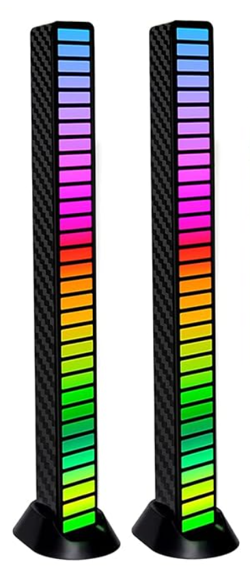 Smart RGB Rhythm Light Bar with 32 LEDs, Music Atmosphere Rhythm Light with 18 Colors & 8 Dynamic Modes, USB Powered RGB Sound Control Light for Bedroom, Party, Gaming, and Car Decor