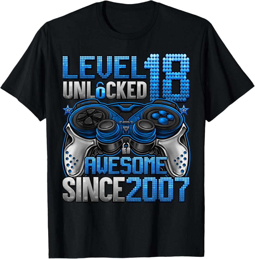 Level 18 Unlocked 18 Year Old Gifts Boys 18th Birthday Boy T-Shirt XL