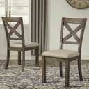 Signature Design by Ashley Moriville Modern Farmhouse 19" Upholstered Dining Room Chair, 2 Count, Brown, 2 set