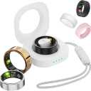 Smart Ring for Women Men, Health Fitness Tracker Rings, IP68 Waterproof, Long Lasting Batteries Sleep Ring with Charging Case and Protector, Remote Photography, No App Fees (Rose Gold, 7#)