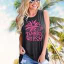 Tank Top for Women Sunset Coconut Tree Tank Beachy Party Vest Hawaiian Family Vacation Trip Sleeveless Tops (XL)