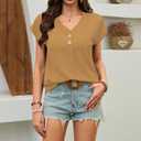 Women's Dressy Casual Shirt Sleeveless V-Neck Button Down Work Tops Business Casual Summer Tops (XL)