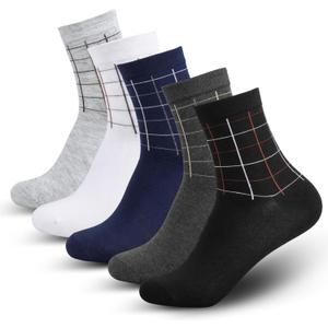 Mens Dress Socks, Business Crew, Premium Cotton Blend, Breathable, Odor Control, 5-Pack (One Size, C4)