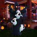 HZGDEJTG 8ft Harvester with Runaway Ghost on Chest Halloween Inflatable Outdoor Decoration, Yard Decorations with LED Lights for Outdoor Lawn, Garden, Home Holiday Party