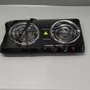 OVENTE Electric Countertop Double Burner, 1700W Cooktop with 6" and 5.75" Stainless Steel Coil Hot Plates, 5 Level Temperature Control, Indicator Lights and Easy to Clean Cooking Stove, Black BGC102B
