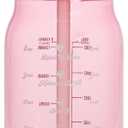 Paris Hilton Motivational Water Bottle with Straw and Leak-proof Flip-Top Lid, Motivational Time Markers, Carry Handle for Travel, Made without BPA, 50-Ounce, Pink