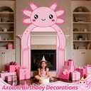 Axolotl Winter Birthday Party Decorations Pink Axolotl Door Cover Arch Decor Front Door Porch Banner Backdrop Wall Decor for Indoor Outdoor Yard Garage Cartoon Archway Baby Shower Party Supplies
