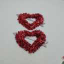 16 Inch Valentine Wreaths for Front Door Decor Red Tinsel Heart Shaped Wreaths with Foil Heart Love Garland Wall Hanging Sign for Valentine Wedding Party Window Mantel Decoration(2 Pcs)