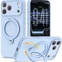 Compatible with iPhone 17 Pro Max Case 6.9'' with 360 Spin Magnetic Ring Stand[Compatible with Mag-Safe] Soft Liquid Silicone 17 Pro Max Case for Men Women,Blue