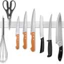 24 Inch Magnetic Knife Strip, Premium Stainless Steel Wall Mounted Kitchen Knives Bar,Space-Saving Powerful No Drilling Magnetic Knife Rack for Home Kitchen Utensil Holder & Tool Holder | No-drill magnetic knife strip, wall mounted space-saving organizer for kitchen knives, utensils and small tools