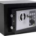 Yuanshikj Safe Box with Electronic Keypad, Small Hidden Steel Security Lock Box with Key, 0.23 Cubic Feet, 9.05" W x 6.69" D x 6.69" H, for Jewelry Cash Use Storage money (BLACK)