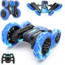 BEZGAR TD202 Remote Control Car - Double Sided RC Stunt Car,360 Flip Spinning RC Cars with Bright Lights,Outdoor All Terrain Rechargeable Electric Car,Fun Toy Cars Gifts for Boys,Girls Kids&Adults (Blue)