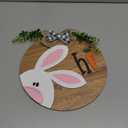 Easter Wooden Hanging Sign for Front Door Decor Double Plank Design Bunny Rabbit Wood Door Hanger with Bow for Outdoor Outside Porch, Spring Wooden Wreath Indoor Wall Hanging Decoration (Easter Day, Easter -4)