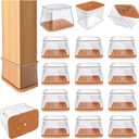 24 Pcs Chair Leg Floor Protectors for Hardwood Floors Rectangle Silicone Covers to Protect Wood Tile Floors Felt Pads Furniture Leg Caps Anti-Scratch Reduce Noise (Fit L:1-1/8" to 1-1/2",W:3/4" to 1")