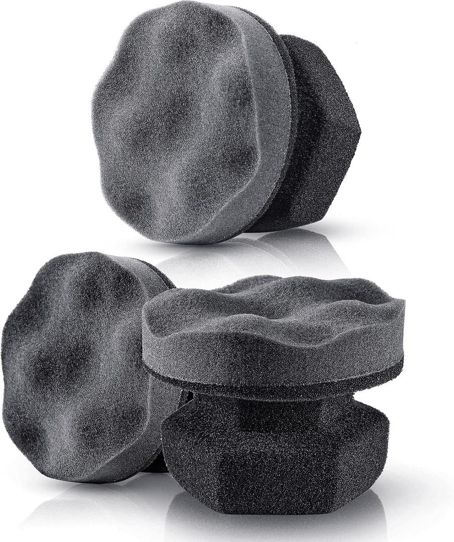 BBTO 3 Pieces Tire Shine Applicator Tire Dressing Applicator Pads Sponge Dressing Foam Gel Wet Car Detailing Reusable Cleaning Supplies for Car (3.15 Inch, Gray)