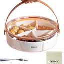 amokk Divided Serving Tray with Lid and Handle Snackle Box Charcuterie Container Portable Snack Platters for Candy, Fruits, Nuts, Snacks, for Parties, Entertaining, Picnic (Transparent)