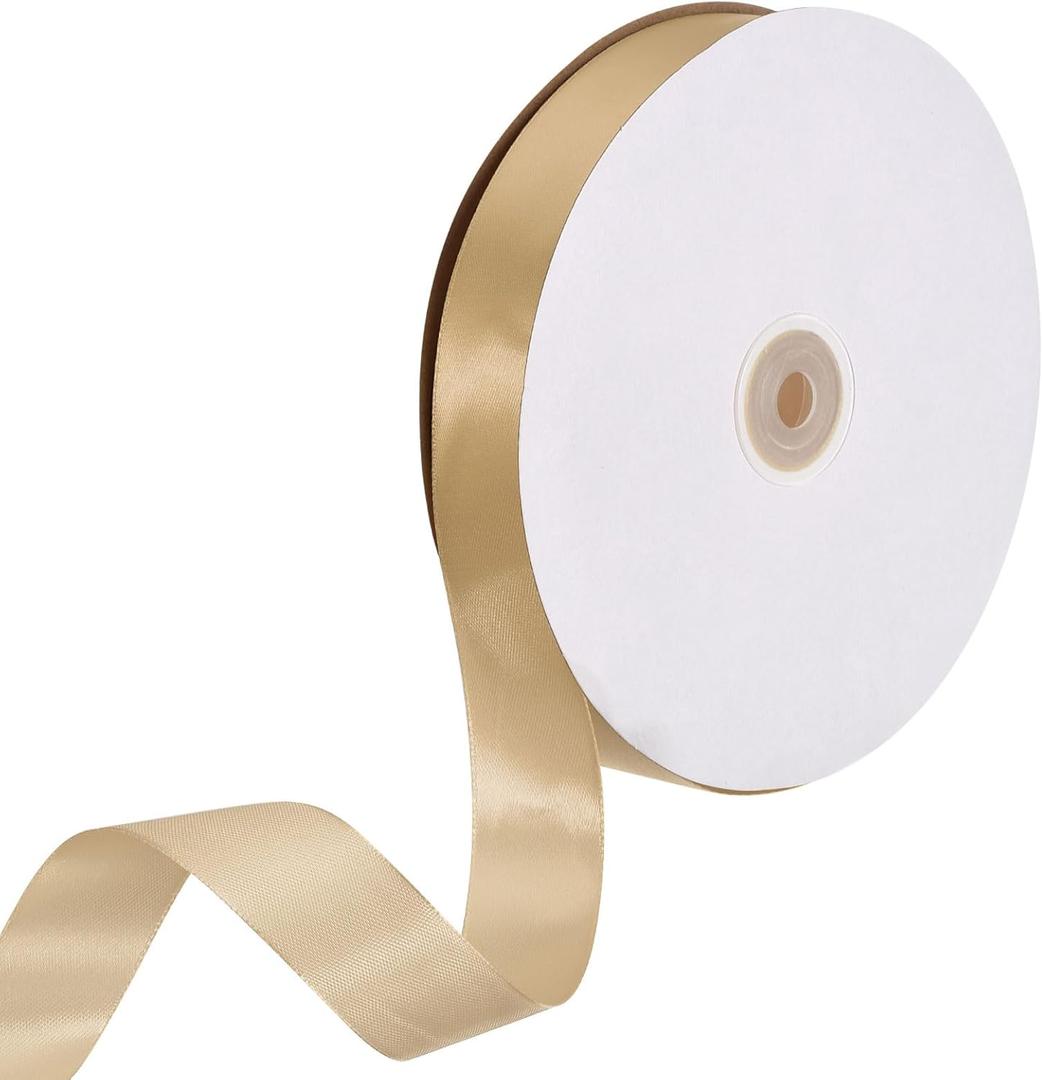 uxcell Satin Ribbon, 1 Inch x 100 Yards Light Champagne Single Face Polyester Satin Ribbon for Gift Wrapping, Crafts, Wedding Party Decorations, Bow Making