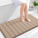 OLANLY Memory Foam Bath Mat 44x24, Super Soft Absorbent Bathroom Rugs, Quick Dry, Machine Washable Shower Floor Rugs, Bathmat Carpet, Bathroom Home Decor Accessories, Tan