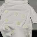 LETSVDO Women's Off The Shoulder Crochet Maxi Dress Long Sleeve Bodycon 3D Floral Knit Mesh Sweater Sexy Party Dresses, S, White