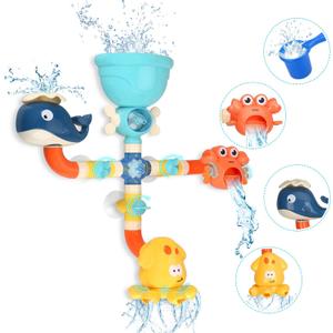 Bath Toys Bathtub Toy for Toddlers Age 2-4 Kids Bath Pipes Toys for 2 3 4 5 Years Boys and Girls Tub Water Toys with Color Box Birthday Gift