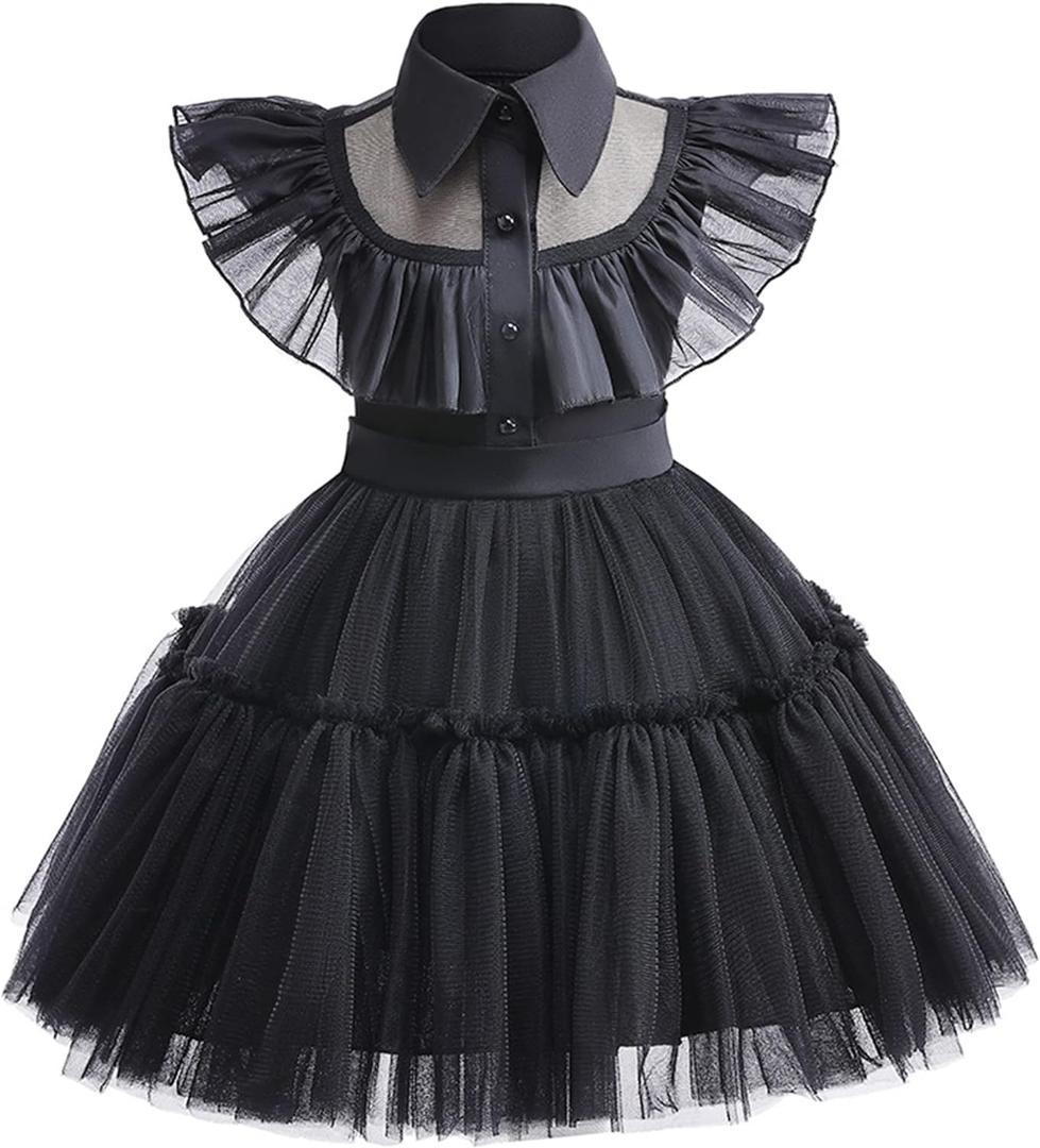 Toddler Baby Girls Black Dress Kids Black Party Costume 1T-7Years (3-4T, 001)
