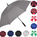 MRTLLOA Automatic Open Golf Umbrella, Extra-Large Oversized Double Canopy Vented Windproof Waterproof Stick Rain Golf Umbrellas for Men and Women (Grey, 68 inch)