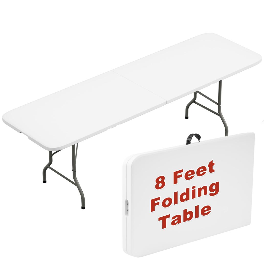 Elevon Folding Table Set of 2,8 Feet Heavy Duty Fold-in-Half Utility Table Indoor Outdoor for Camping,Picnic, Party