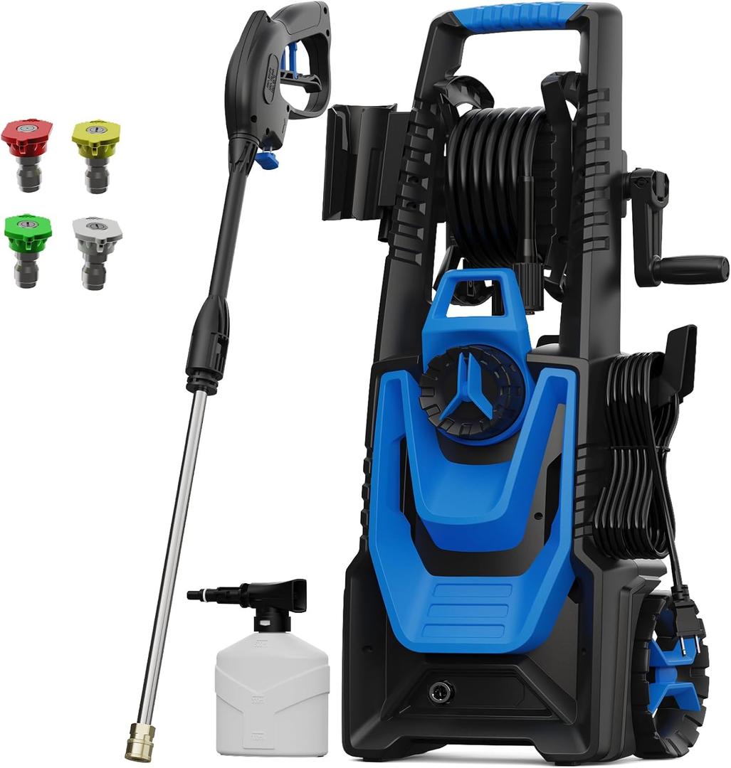 Electric Pressure Washer 5000PSI 3.5GMP Power Washer Comes with 4 Nozzles, 20 FT High Pressure Hose and 35 FT Power Cord Pressure Washer is Suitable for Car, Road, Yard and Fence Cleaning (Blue)