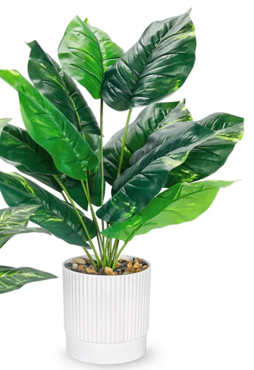 Fake Plants Artificial Tropical Plants Indoor in White Pot for Home Office Desk Accessories Bathroom Sage Green Decor